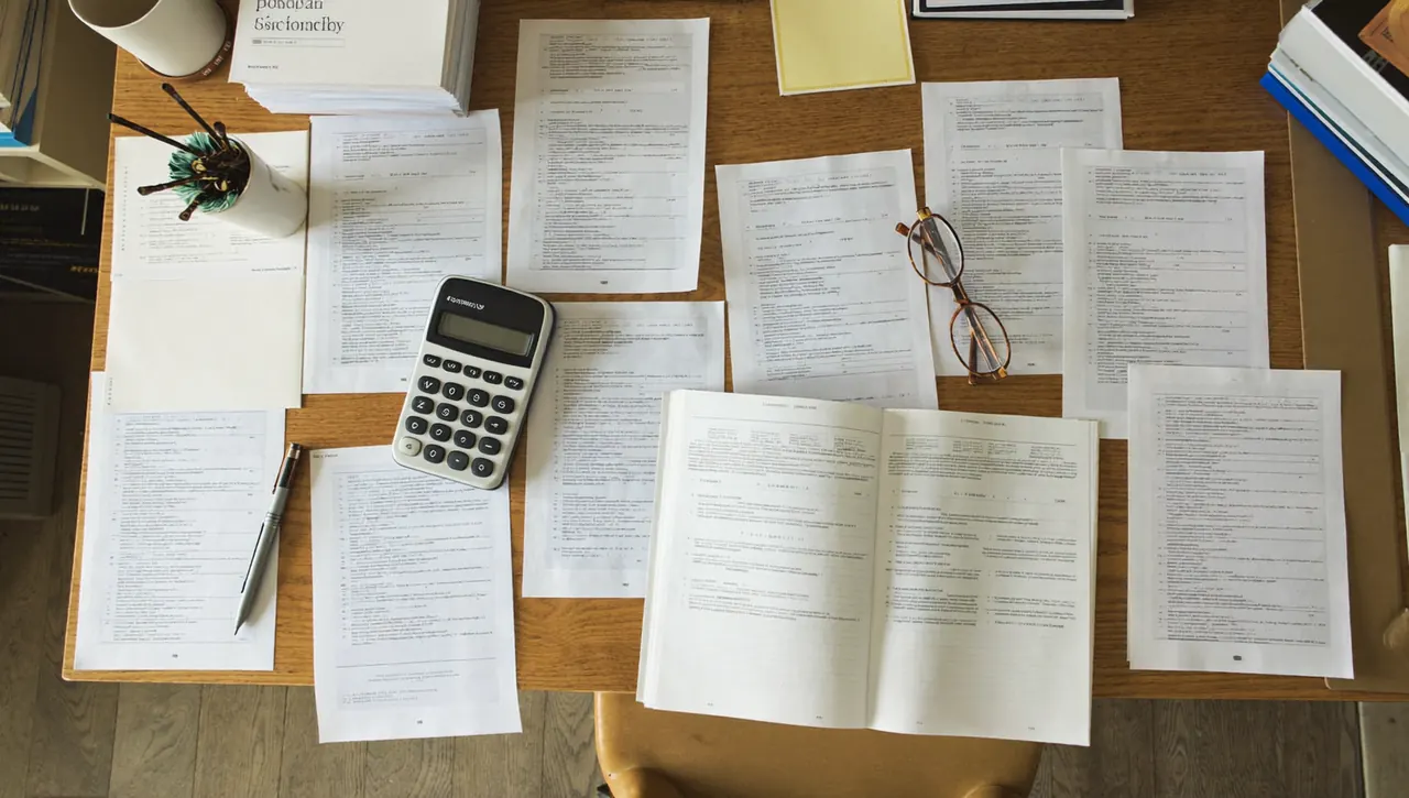 Printed window quotation documents with a calculator and pen